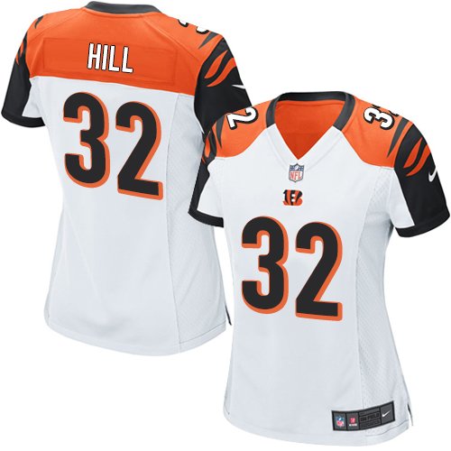 Women's Elite Jeremy Hill Nike Jersey White Road - #32 NFL Cincinnati Bengals